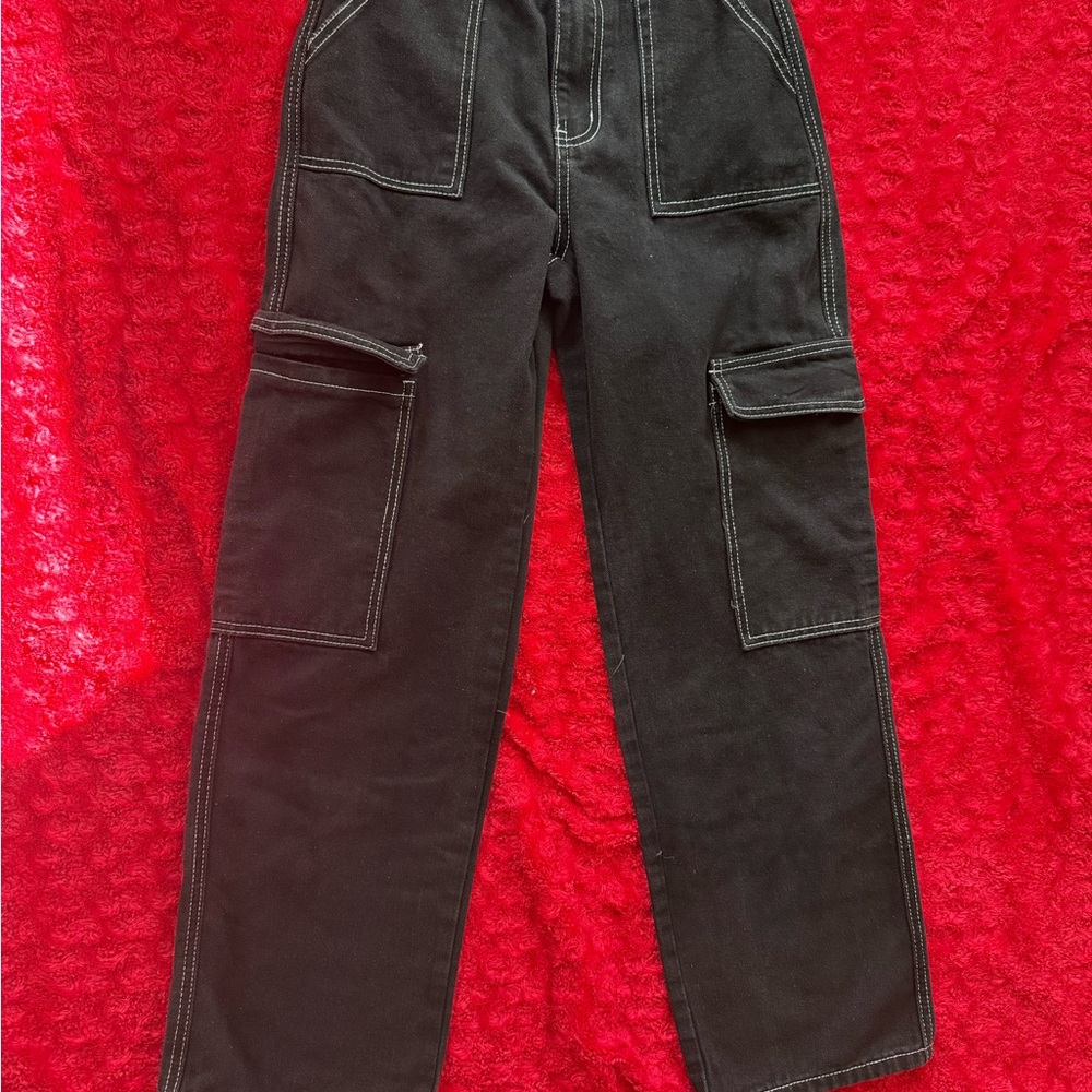 SHEIN Black Cargo Flare Jeans